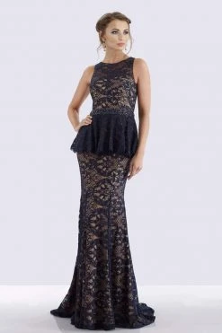 Feriani Couture - 18692 Beaded Lace Peplum Evening Dress