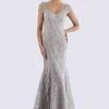 Feriani Couture - 18721 Cap Sleeve V-Neck Embellished Mermaid Gown 2 Feriani Couture - 18721 Cap Sleeve V-Neck Embellished Mermaid Gown