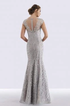 Feriani Couture - 18721 Cap Sleeve V-Neck Embellished Mermaid Gown