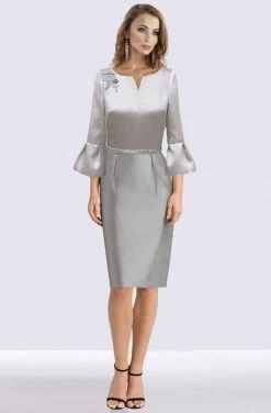 Feriani Couture - 18752 Quarter Length Sleeves Beaded Cocktail Dress