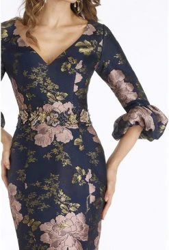 Feriani Couture - 18905 Floral Detailed V-neck Mermaid Dress 7 Feriani Couture - 18905 Floral Detailed V-neck Mermaid Dress