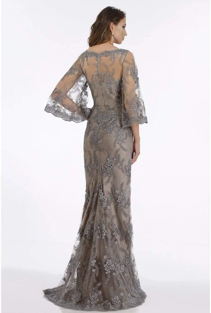 Feriani Couture - 18907 Floral Embroidered V-neck Trumpet Dress 4 Feriani Couture - 18907 Floral Embroidered V-neck Trumpet Dress