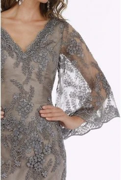 Feriani Couture - 18907 Floral Embroidered V-neck Trumpet Dress 7 Feriani Couture - 18907 Floral Embroidered V-neck Trumpet Dress