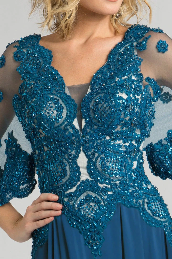 Feriani Couture - 26232 Embroidered V-neck Sheer Dress 5 Feriani Couture - 26232 Embroidered V-neck Sheer Dress