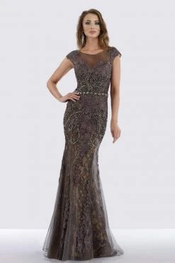 Feriani Couture - 26257 Illusion Bateau Neck Bedecked Gown
