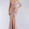 Feriani Couture - 26302 Metallic Lace Mermaid Gown With Slit
