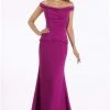Gia Franco - 12012 Pleated Off-Shoulder Trumpet Dress With Train