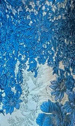 Gia Franco - 12111 V Neck Lace Tea Length Dress