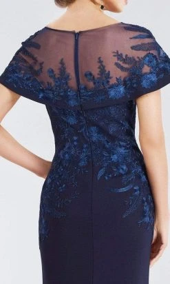 Gia Franco - 12955 Floral Embroidered Cape Sleeve Mermaid Gown