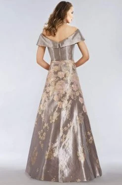Gia Franco - 12959 Floral Metallic Off-Shoulder Gown
