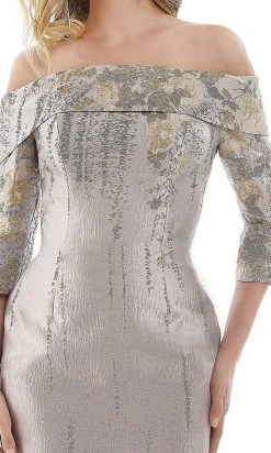 Gia Franco - 12974 Quarter Sleeve Metallic Floral Off Shoulder Dress 7 Gia Franco - 12974 Quarter Sleeve Metallic Floral Off Shoulder Dress