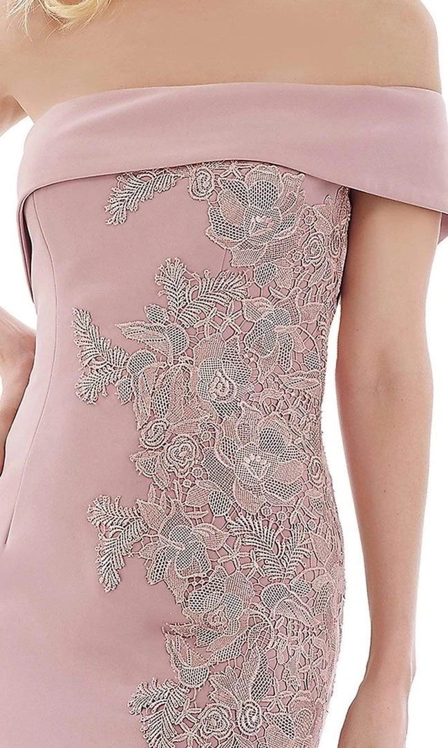 Gia Franco - 12975 Tea Length Floral Lace Sheath Dress 5 Gia Franco - 12975 Tea Length Floral Lace Sheath Dress