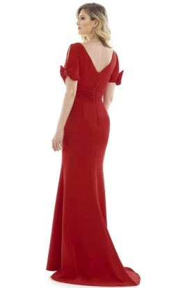 Gia Franco - 12989 Split Bow Short Sleeve High Slit Dress