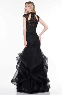 Colors Dress Glow By Colors - G842 High Neck Ruffled Trumpet Dress