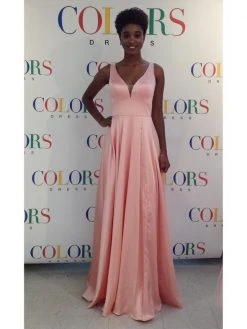Colors Dress Glow Dress - G904 Deep V-Neck Satin A-Line Gown 20 Colors Dress Glow Dress - G904 Deep V-Neck Satin A-Line Gown