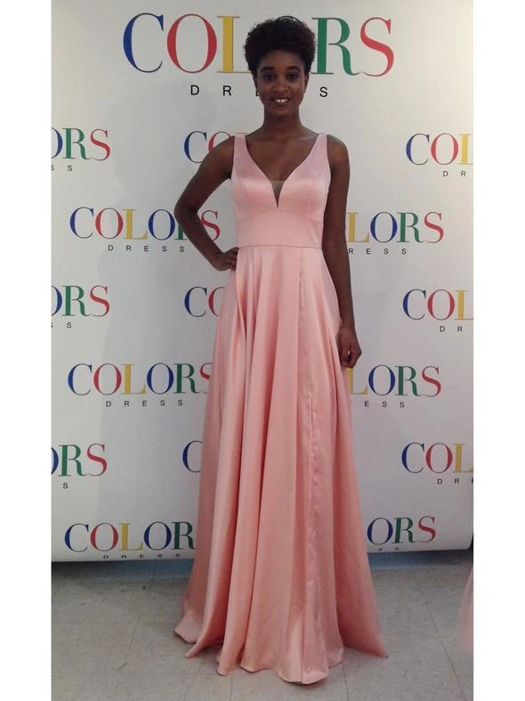 Colors Dress Glow Dress - G904 Deep V-Neck Satin A-Line Gown 11 Colors Dress Glow Dress - G904 Deep V-Neck Satin A-Line Gown