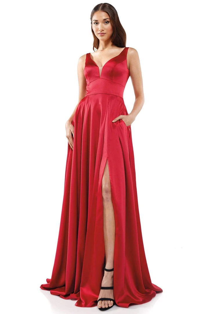 Colors Dress Glow Dress - G904 Deep V-Neck Satin A-Line Gown 7 Colors Dress Glow Dress - G904 Deep V-Neck Satin A-Line Gown