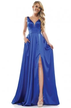 Colors Dress Glow Dress - G904 Deep V-Neck Satin A-Line Gown 18 Colors Dress Glow Dress - G904 Deep V-Neck Satin A-Line Gown