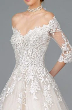 GLS By Gloria - GL1803 Embroidered Off-Shoulder A-line Gown