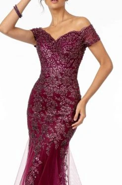GLS By Gloria - GL1823 Glitter Mesh Cutout Back Mermaid Gown 10 GLS By Gloria - GL1823 Glitter Mesh Cutout Back Mermaid Gown