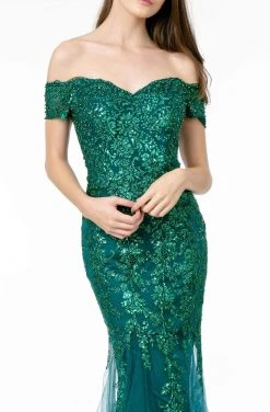 GLS By Gloria - GL1823 Glitter Mesh Cutout Back Mermaid Gown 13 GLS By Gloria - GL1823 Glitter Mesh Cutout Back Mermaid Gown