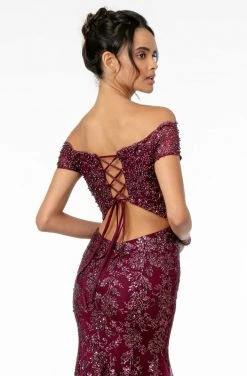 GLS By Gloria - GL1823 Glitter Mesh Cutout Back Mermaid Gown 11 GLS By Gloria - GL1823 Glitter Mesh Cutout Back Mermaid Gown