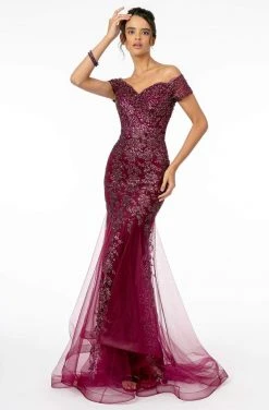 GLS By Gloria - GL1823 Glitter Mesh Cutout Back Mermaid Gown