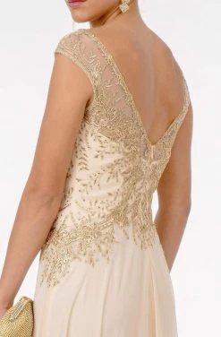 GLS By Gloria - GL1826 Beaded Lace Embroidered Bodice A-Line Gown