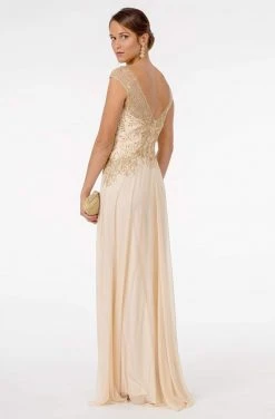 GLS By Gloria - GL1826 Beaded Lace Embroidered Bodice A-Line Gown