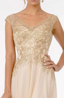 GLS By Gloria - GL1826 Beaded Lace Embroidered Bodice A-Line Gown