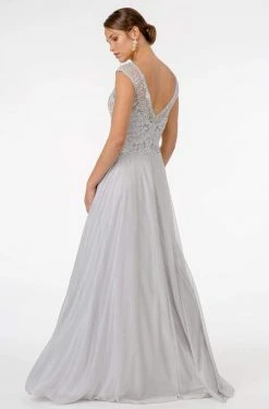 GLS By Gloria - GL1826 Beaded Lace Embroidered Bodice A-Line Gown