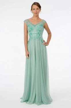 GLS By Gloria - GL1826 Beaded Lace Embroidered Bodice A-Line Gown
