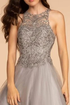 GLS By Gloria - GL2528 Embroidered Illusion Jewel Tiered Gown