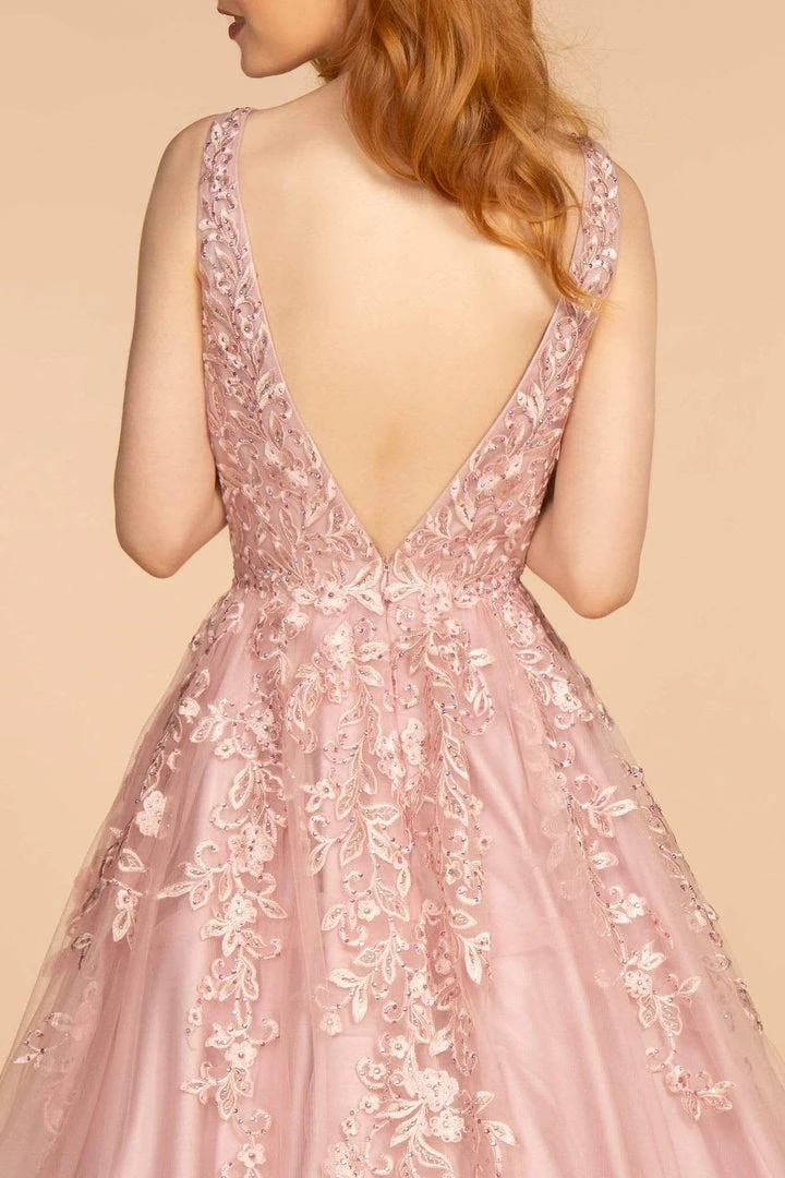 GLS By Gloria - GL2529 Plunging V-Neck Trailing Blossom Gown 10 GLS By Gloria - GL2529 Plunging V-Neck Trailing Blossom Gown