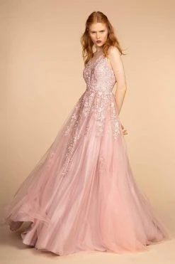 GLS By Gloria - GL2529 Plunging V-Neck Trailing Blossom Gown 14 GLS By Gloria - GL2529 Plunging V-Neck Trailing Blossom Gown