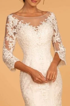 GLS By Gloria - GL2592 Lace Quarter Length Sleeve Mermaid Dress