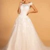 GLS By Gloria - GL2596 Scalloped Bateau Neck Lace Ballgown
