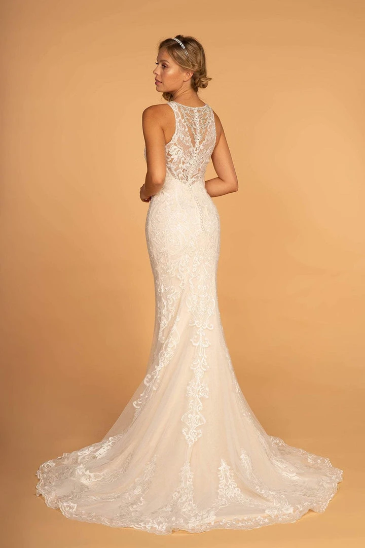 GLS By Gloria - GL2597 Embellished Lace Halter Trumpet Gown 4 GLS By Gloria - GL2597 Embellished Lace Halter Trumpet Gown