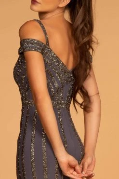 GLS By Gloria - GL2629 Embellished Deep Off-Shoulder Trumpet Dress
