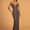GLS By Gloria - GL2629 Embellished Deep Off-Shoulder Trumpet Dress