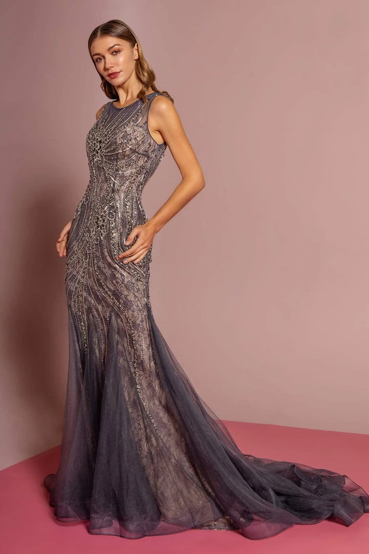 GLS By Gloria - GL2684 Embellished Lace Mermaid Dress With Train 3 GLS By Gloria - GL2684 Embellished Lace Mermaid Dress With Train