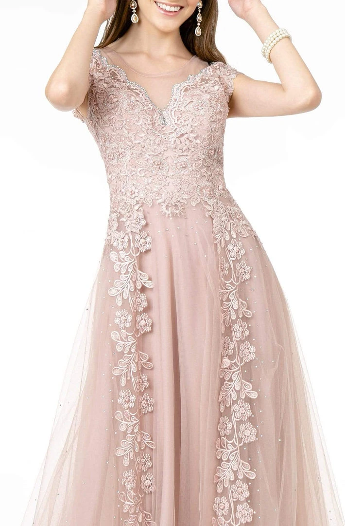 GLS By Gloria - GL2882 Beaded Embroidered Mesh A-Line Long Dress 10 GLS By Gloria - GL2882 Beaded Embroidered Mesh A-Line Long Dress
