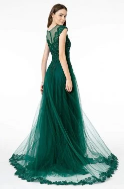 GLS By Gloria - GL2882 Beaded Embroidered Mesh A-Line Long Dress