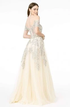 GLS By Gloria - GL2885 Floral Embroidered Mesh Long Gown