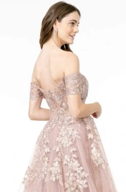 GLS By Gloria - GL2885 Floral Embroidered Mesh Long Gown