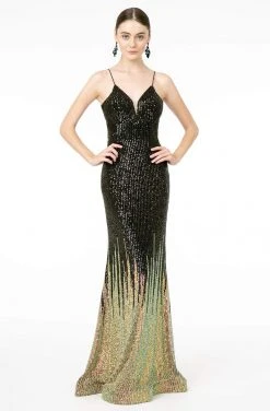 GLS By Gloria - GL2899 Deep V-Neck Allover Sequin Mermaid Gown