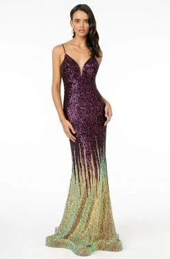 GLS By Gloria - GL2899 Deep V-Neck Allover Sequin Mermaid Gown