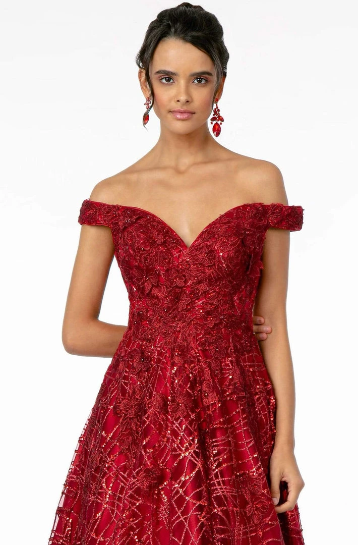 GLS By Gloria - GL2944 Embroidered Sequin Off-Shoulder Gown 8 GLS By Gloria - GL2944 Embroidered Sequin Off-Shoulder Gown