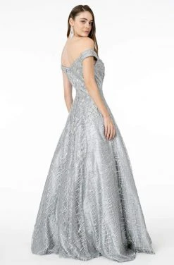 GLS By Gloria - GL2944 Embroidered Sequin Off-Shoulder Gown