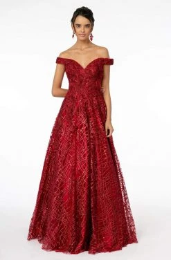 GLS By Gloria - GL2944 Embroidered Sequin Off-Shoulder Gown 12 GLS By Gloria - GL2944 Embroidered Sequin Off-Shoulder Gown